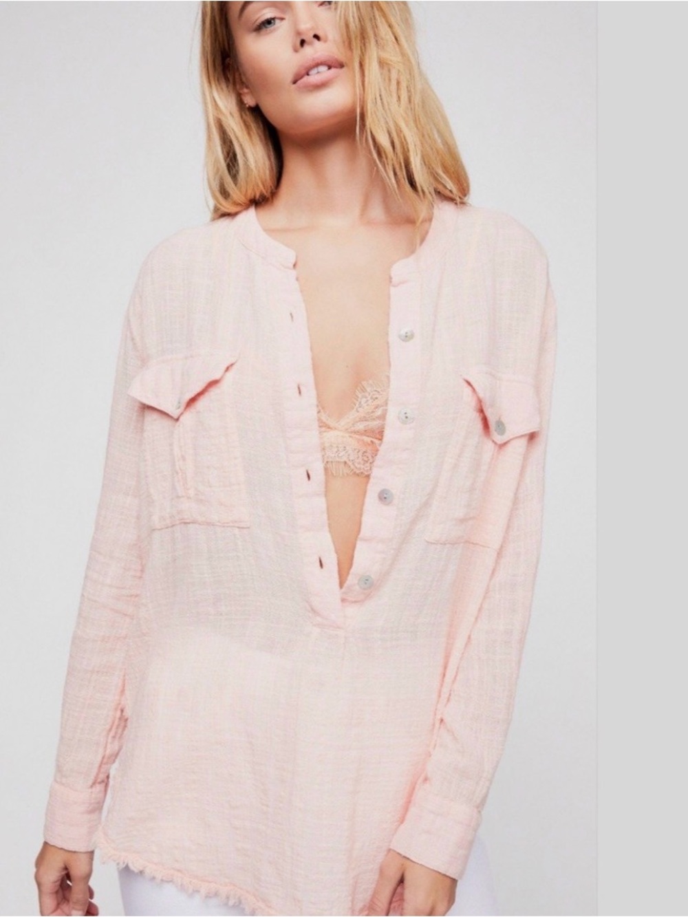 FREE PEOPLE Talk To Me Button-down Tunic
